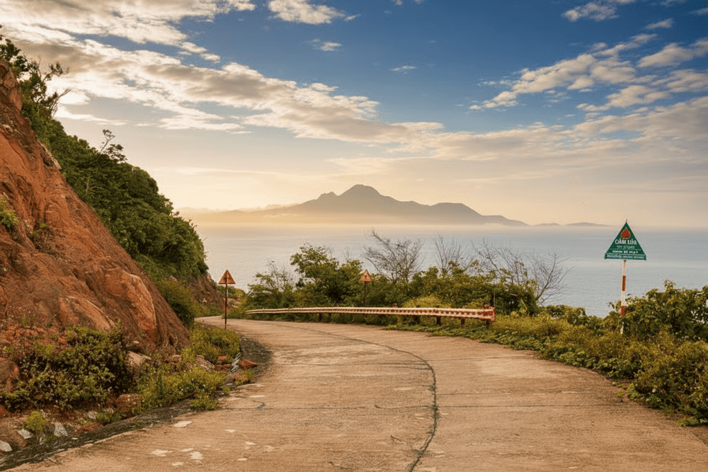 Monkey Mountain is situated in the Son Tra Peninsula, with a road that winds up the mountain along the cliffside
